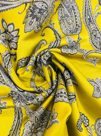 NEW Queen Kat Jacquard Satin Paisley Fabric Made in Italy- Upholstery & Drapery- Yellow - Fancy Styles Fabric Pierre Frey Lee Jofa Brunschwig & Fils