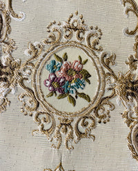 NEW Queen Rose Designer Brocade Satin Fabric- Antique Blue Pink Roses - Upholstery - Fancy Styles Fabric Pierre Frey Lee Jofa Brunschwig & Fils
