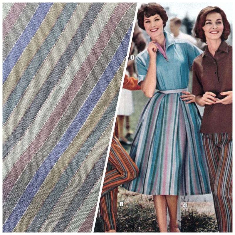 NEW Duchess Roxanne 100% Silk Taffeta Stripes - Blue-Grey SB_1_61