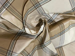 NEW Miss Dorothy 100% Silk Taffeta Plaid Tartan Fabric in White Cream and Taupe - Fancy Styles Fabric Pierre Frey Lee Jofa Brunschwig & Fils