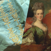 NEW Queen Marguerite 100% Silk Taffeta Dupioni Green Fabric - Gold Embroidered- SB_3_20 - Fancy Styles Fabric Pierre Frey Lee Jofa Brunschwig & Fils