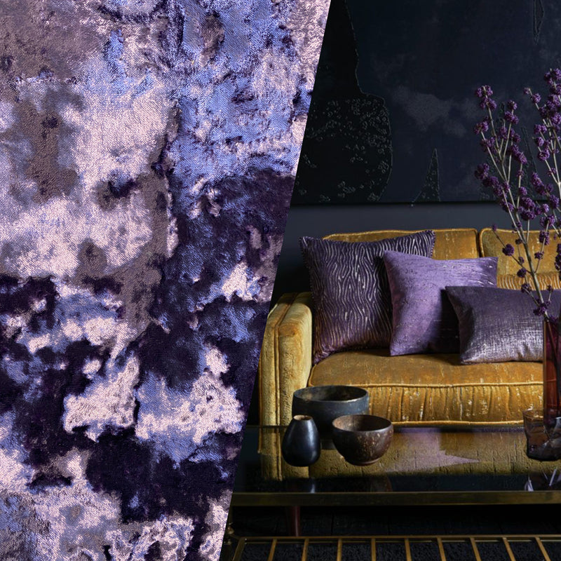 NEW! Sir Palisades Made In Belgium Crushed Velvet Upholstery Fabric - Jewel Purple