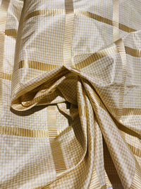 NEW Miss Jaqueline Designer 100% Silk Taffeta Gingham Ribbon Square Stripes Fabric - Yellow SB_6_27 - Fancy Styles Fabric Pierre Frey Lee Jofa Brunschwig & Fils