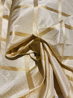 NEW Miss Jaqueline Designer 100% Silk Taffeta Gingham Ribbon Square Stripes Fabric - Yellow SB_6_27