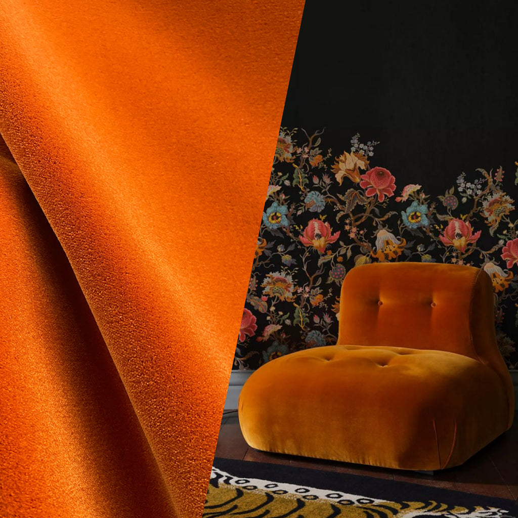 NEW King Kensington Mohair Heavy Weight Velvet Upholstery Fabric - Bright Orange - Fancy Styles Fabric Pierre Frey Lee Jofa Brunschwig & Fils