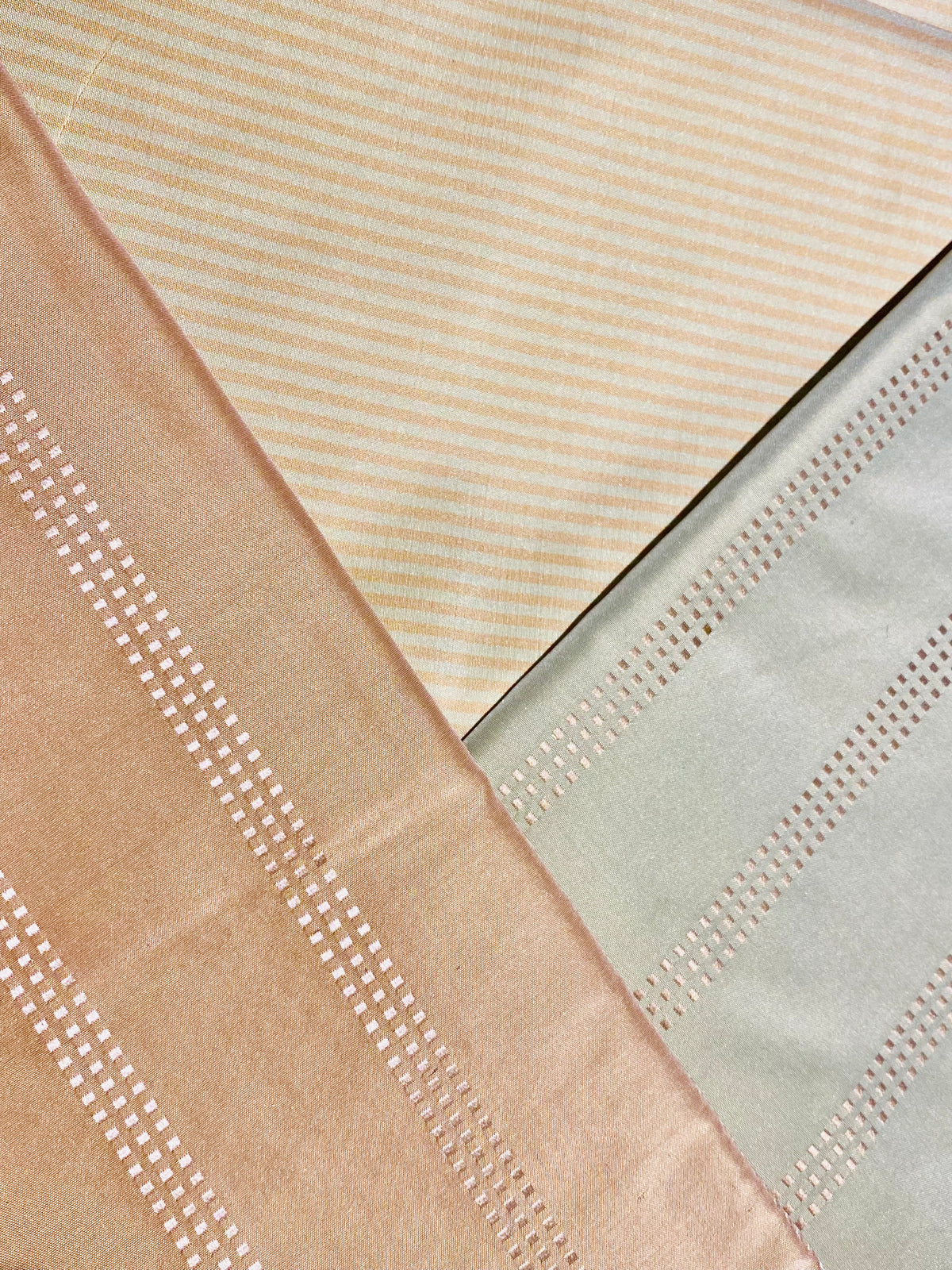 NEW Lady Bernadette 100% Silk Taffeta Fabric with 1/8” Peach and Butter Yellow Stripes SB_8_44 - Fancy Styles Fabric Pierre Frey Lee Jofa Brunschwig & Fils