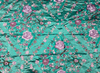 NEW! Custom-Order King Louis XIV Novelty 100% Silk Jacquard Embroidered Floral Upholstery Fabric - Teal - Fancy Styles Fabric Pierre Frey Lee Jofa Brunschwig & Fils