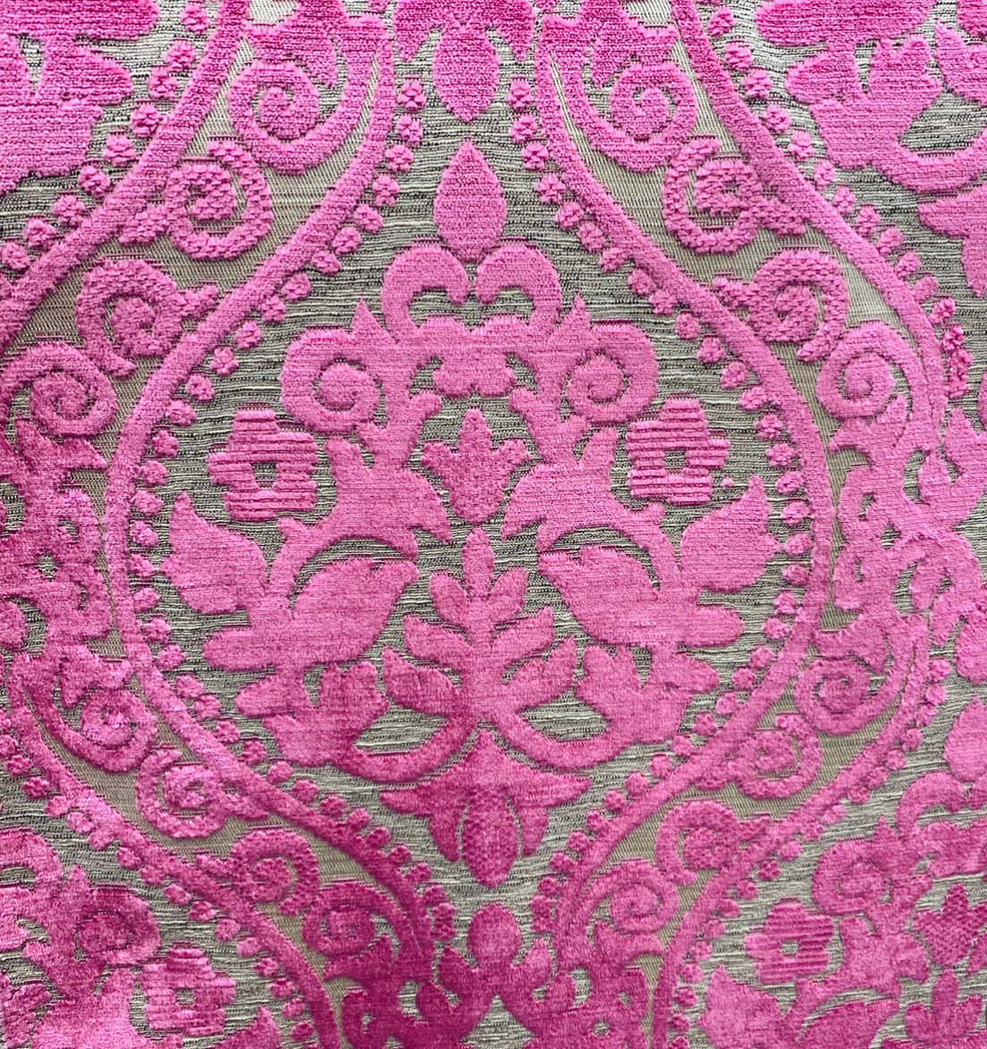 NEW Sir Sanders Novelty Burnout Medallion Chenille Velvet Fabric - Fuchsia Pink - Fancy Styles Fabric Pierre Frey Lee Jofa Brunschwig & Fils
