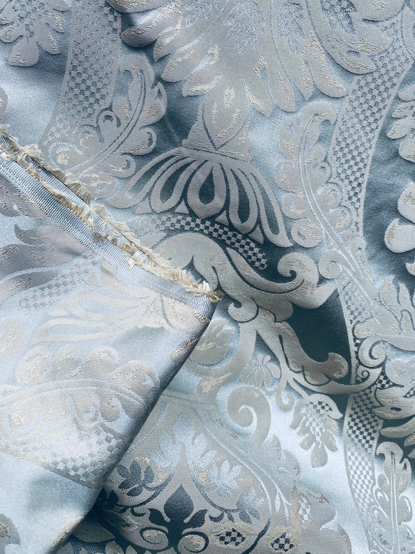 NEW Lord Hamilton Novelty Floral Embroidered 100% Silk Taffeta Fabric in Blue - Fancy Styles Fabric Pierre Frey Lee Jofa Brunschwig & Fils