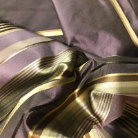 NEW Lady Sarah Designer 100% Silk Taffeta Dupioni Stripes Fabric - Purple Gold 55” Wide - Fancy Styles Fabric Pierre Frey Lee Jofa Brunschwig & Fils