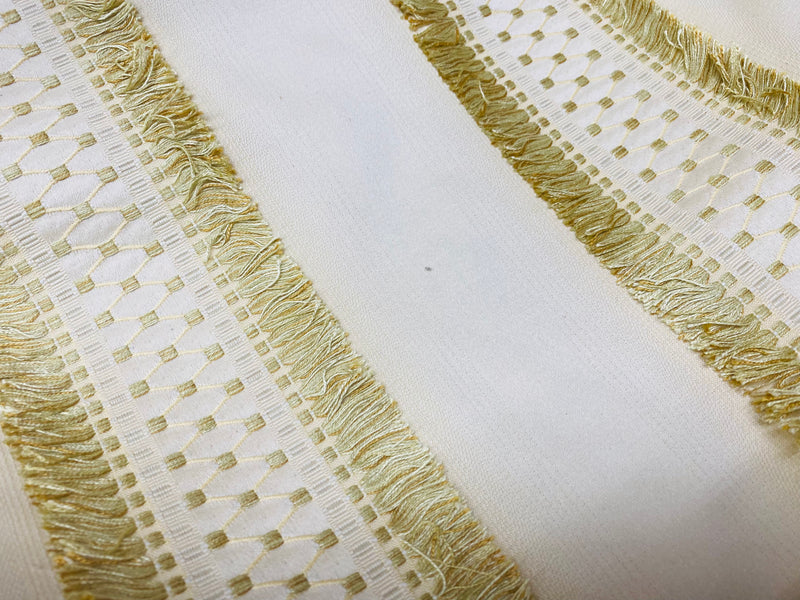 NEW Queen Talia Italian Novelty Neoclassical Tassel Dot Fabric - Parchment