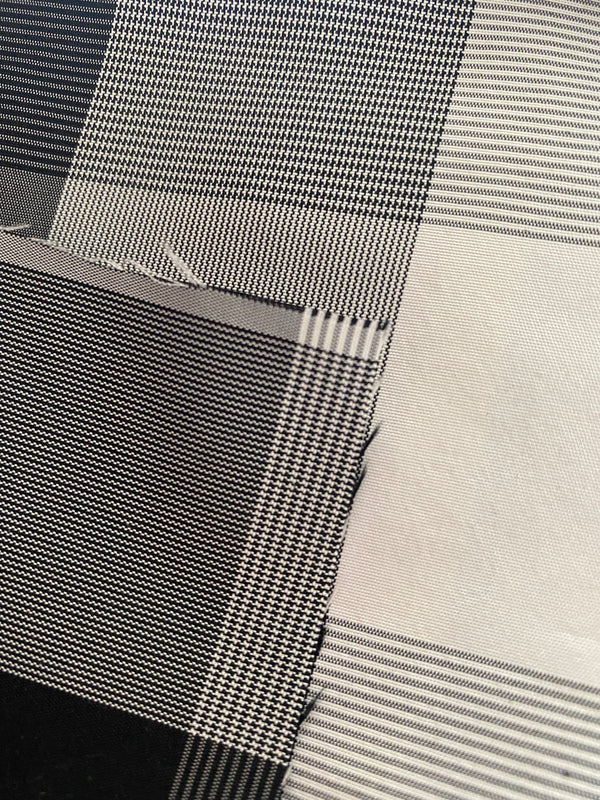 NEW Duchess Dalina 100% Silk Taffeta Plaid Tartan Fabric- Black- SB_1_3 - Fancy Styles Fabric Pierre Frey Lee Jofa Brunschwig & Fils