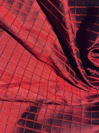 NEW Duchess Jenna 100% Silk Taffeta Fabric- Ruby Red with Embroidered Squares- SB_6_13 - Fancy Styles Fabric Pierre Frey Lee Jofa Brunschwig & Fils