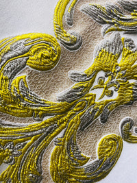 NEW Queen Marianna Novelty Ritz Neoclassical Brocade Satin Fabric - Chartreuse Green Yellow - Fancy Styles Fabric Pierre Frey Lee Jofa Brunschwig & Fils