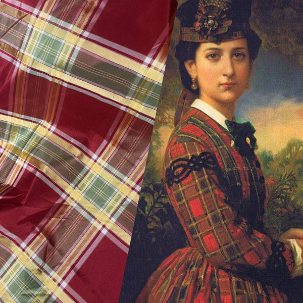 NEW! Duchess Darby 100% Silk Taffeta Plaid Tartan Ribbon Fabric Red SB_1_21 - Fancy Styles Fabric Pierre Frey Lee Jofa Brunschwig & Fils