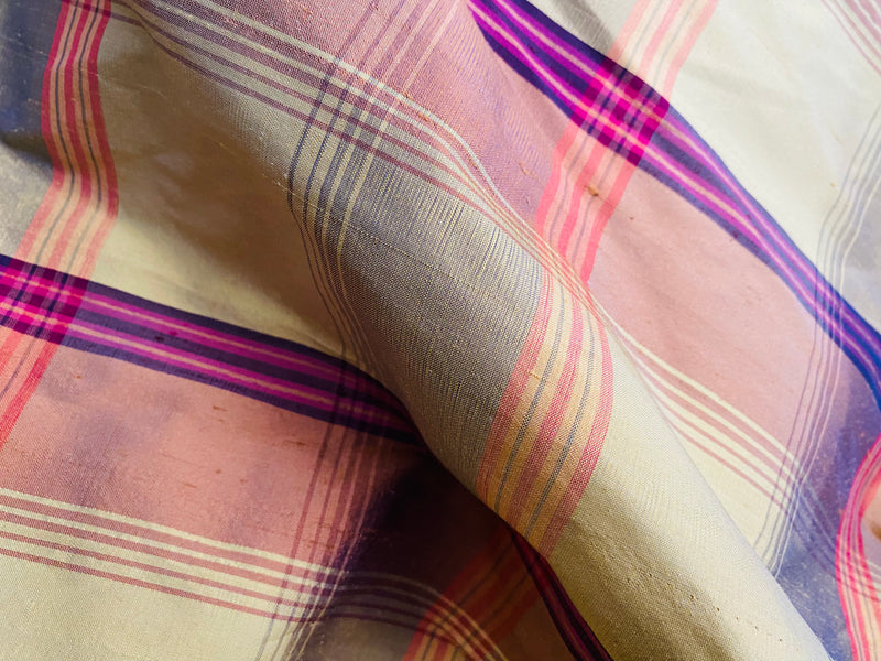 NEW Lady Pladia Designer 100% Silk Dupioni Plaid Tartan Fabric