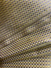 NEW Queen Alyssa 100% Silk Taffeta Basketweave Motif Fabric - Yellow - Fancy Styles Fabric Pierre Frey Lee Jofa Brunschwig & Fils