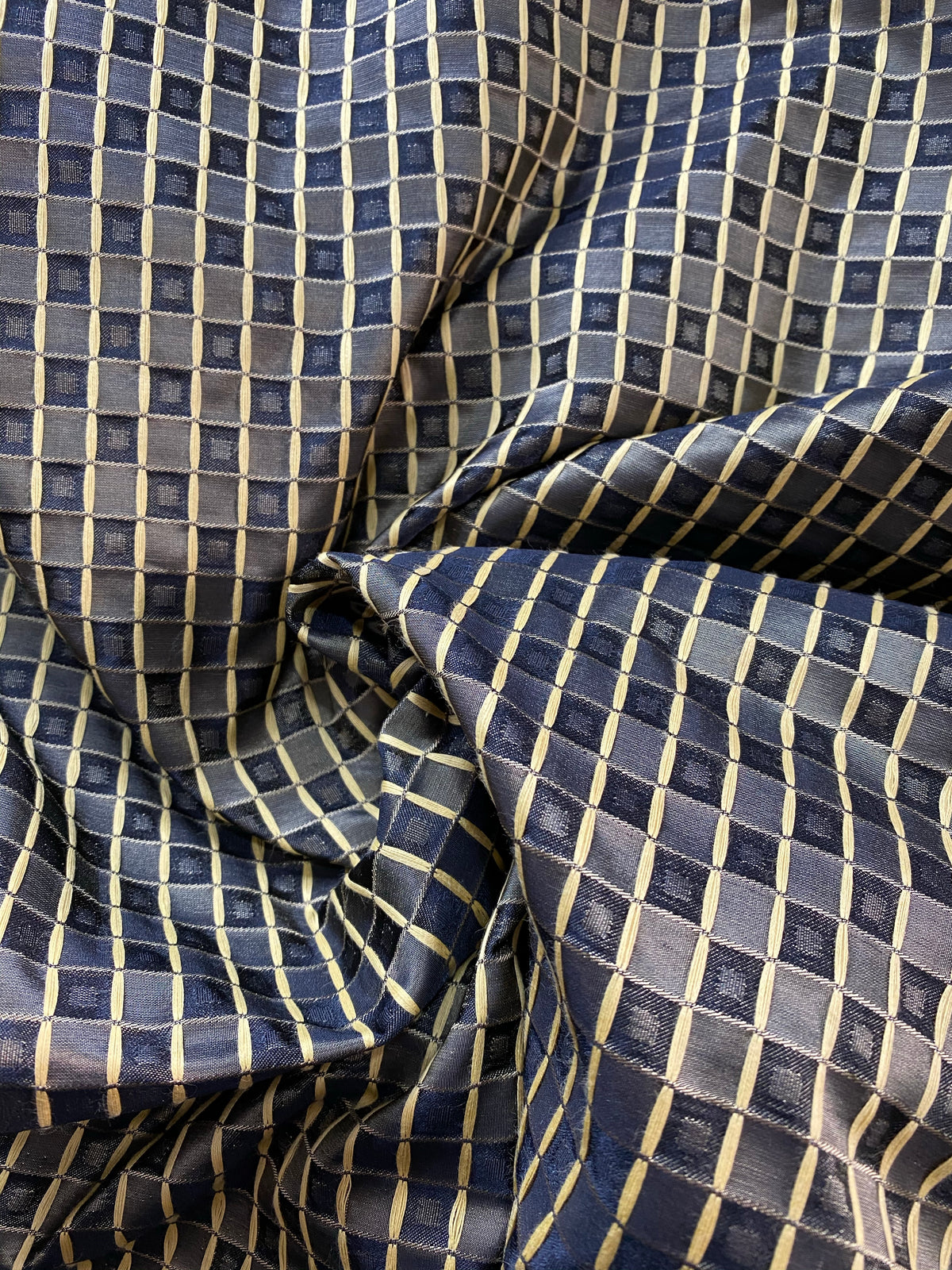 NEW Queen Angelina- 100% Silk Fabric with Black and Gold Honeycomb Motif - Fancy Styles Fabric Pierre Frey Lee Jofa Brunschwig & Fils