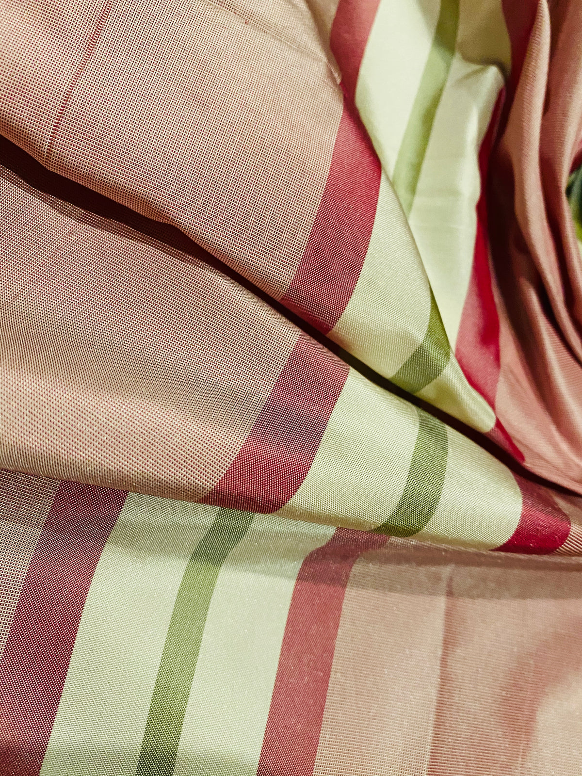 NEW! Lady Petaluma 100% Silk Taffeta Ice Cream Parlor Striped Fabric - Pink and Green - Fancy Styles Fabric Pierre Frey Lee Jofa Brunschwig & Fils