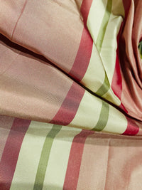 NEW! Lady Petaluma 100% Silk Taffeta Ice Cream Parlor Striped Fabric - Pink and Green - Fancy Styles Fabric Pierre Frey Lee Jofa Brunschwig & Fils