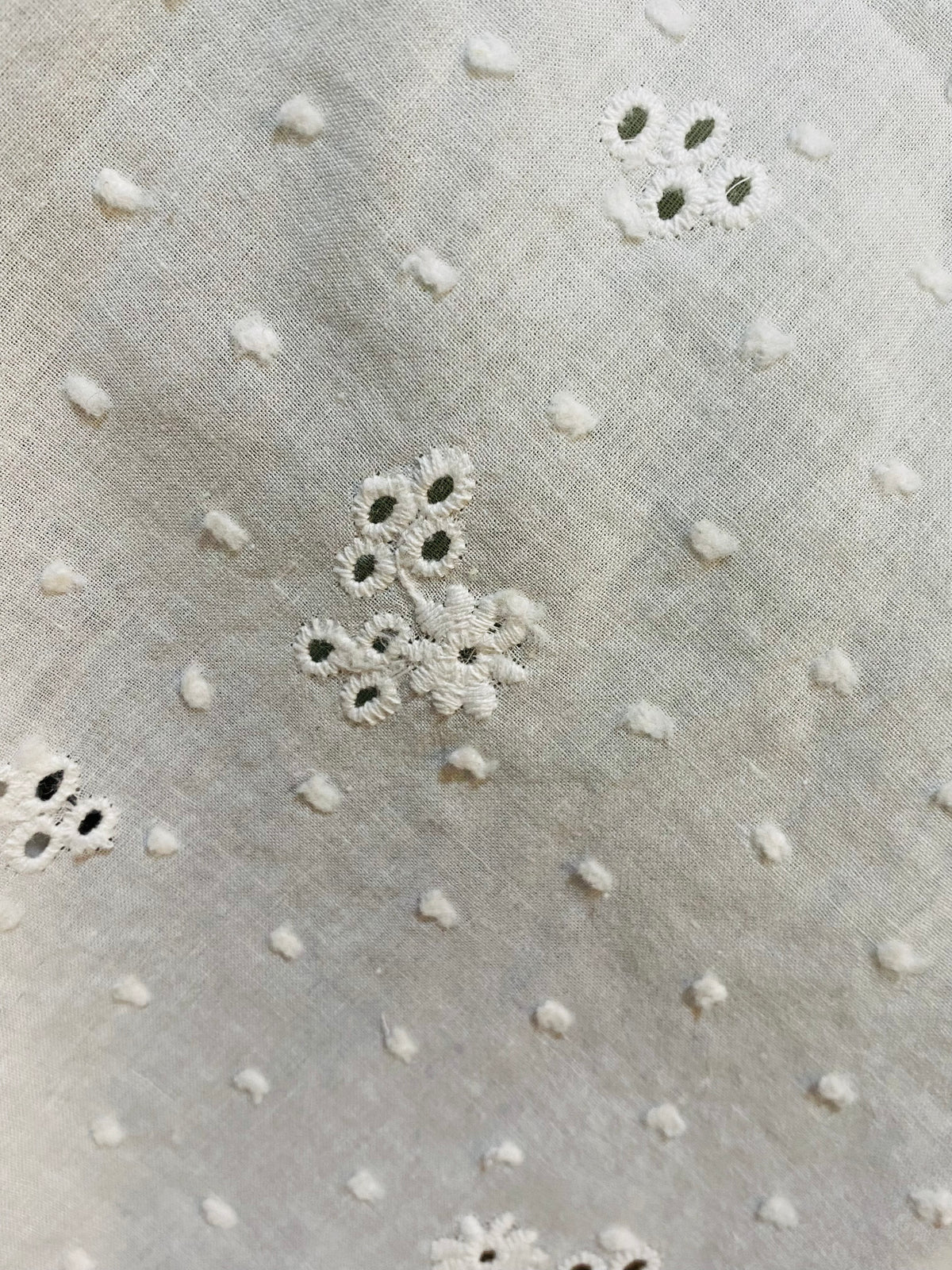 NEW! Miss Miranda 100% Cotton Swiss Dot & Eyelet Fabric- White - Fancy Styles Fabric Pierre Frey Lee Jofa Brunschwig & Fils