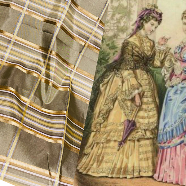 NEW! Lady Deborah 100% Silk Taffeta Plaid Tartan Ribbon Fabric- SB_1_20 - Fancy Styles Fabric Pierre Frey Lee Jofa Brunschwig & Fils