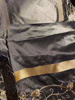 Duchess Jezebel 100% Silk Taffeta Embroidery Fabric - Dark Grey & Gold - Fancy Styles Fabric Pierre Frey Lee Jofa Brunschwig & Fils