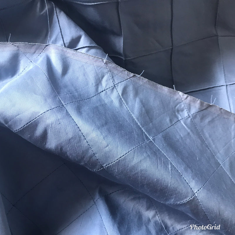 NEW Lady Annabelle Designer 100% Silk Dupioni - Pintuck Diamond Motif- Blue - Fancy Styles Fabric Pierre Frey Lee Jofa Brunschwig & Fils