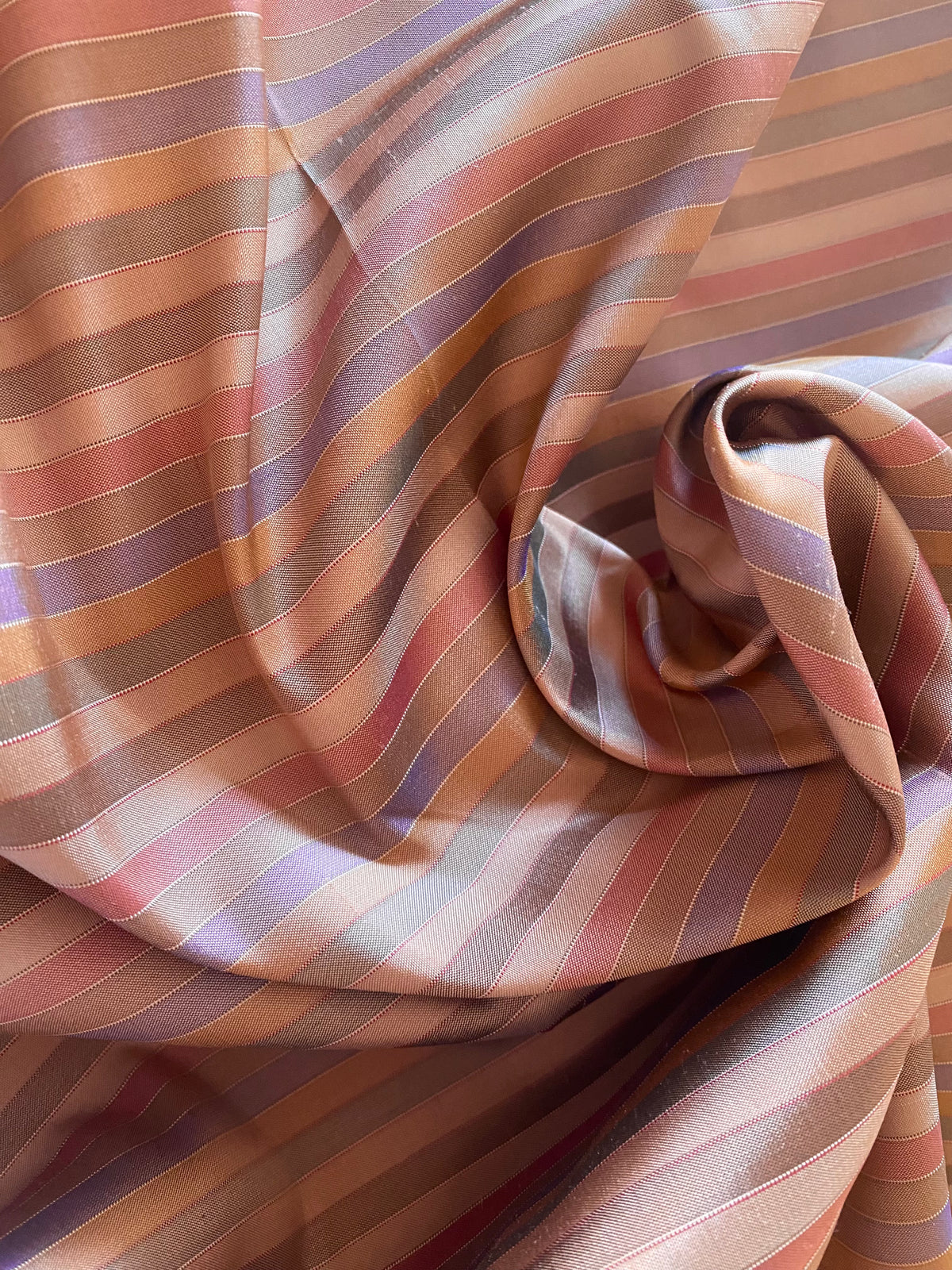 NEW Duchess Roxanne 100% Silk Taffeta - Rose Gold Stripes SB_1_57 - Fancy Styles Fabric Pierre Frey Lee Jofa Brunschwig & Fils