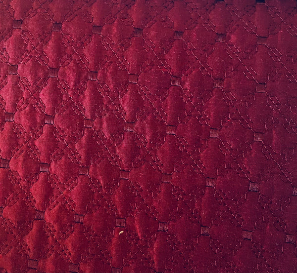 NEW Princess Amy 100% Silk Designer Wine Red Quilted Fabric- SB_4_12 - Fancy Styles Fabric Pierre Frey Lee Jofa Brunschwig & Fils