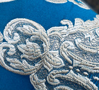 NEW Queen Marianna Novelty Ritz Neoclassical Brocade Satin Fabric - Teal Blue - Fancy Styles Fabric Pierre Frey Lee Jofa Brunschwig & Fils