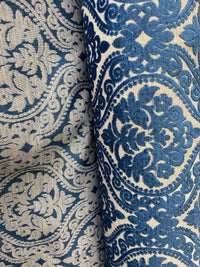 NEW! Sir Sanders Novelty Burnout Medallion Chenille Velvet Fabric - Blue- Upholstery - Fancy Styles Fabric Pierre Frey Lee Jofa Brunschwig & Fils