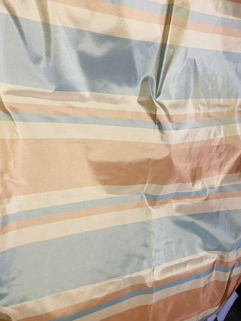 NEW Lady Gratis 100% Silk Taffeta Fabric Blue and Pink Stripes SB_1_16