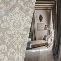 NEW! SALE! Duchess Sally 100% Linen Woven Medallion Fabric- Stone - Fancy Styles Fabric Pierre Frey Lee Jofa Brunschwig & Fils