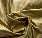NEW Lady Aster 100% Silk Dupioni Embroidered Floral Fabric - Gold - Fancy Styles Fabric Pierre Frey Lee Jofa Brunschwig & Fils