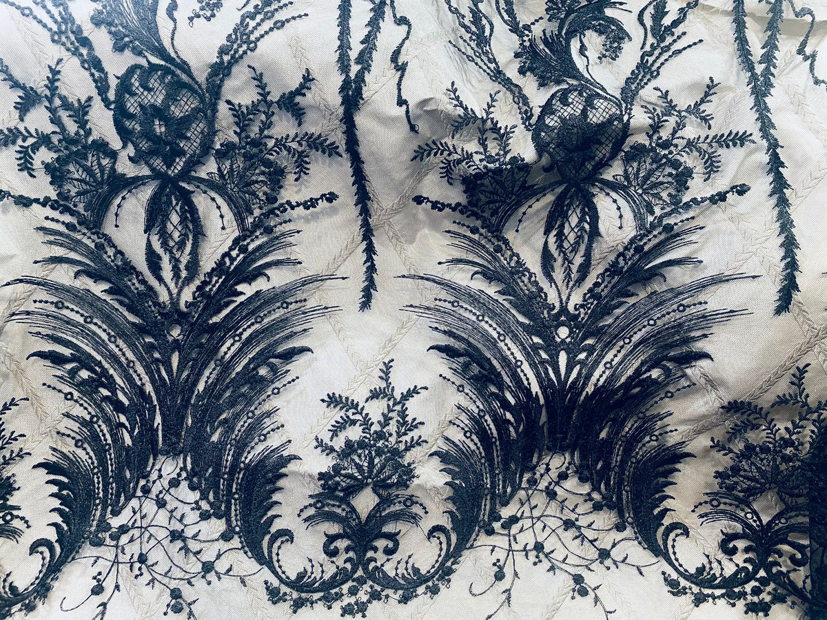 NEW Lady Keala French Novelty Lace Mesh Fabric- Black - Fancy Styles Fabric Pierre Frey Lee Jofa Brunschwig & Fils