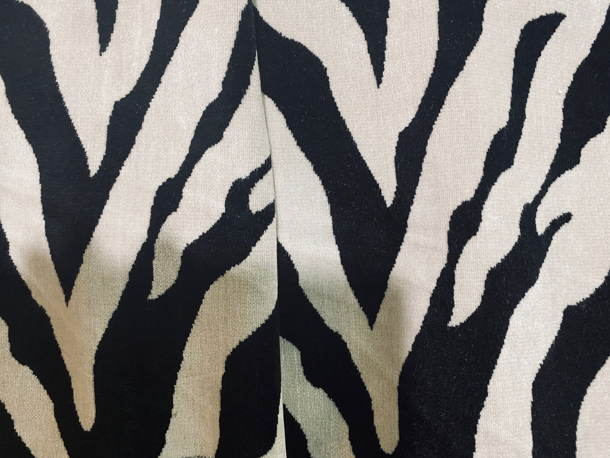 NEW Baroness Matilda Novelty Upholstery Platinum and Black Zebra Velvet- Made in Italy - Fancy Styles Fabric Pierre Frey Lee Jofa Brunschwig & Fils