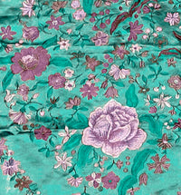 NEW! Custom-Order King Louis XIV Novelty 100% Silk Jacquard Embroidered Floral Upholstery Fabric - Teal - Fancy Styles Fabric Pierre Frey Lee Jofa Brunschwig & Fils
