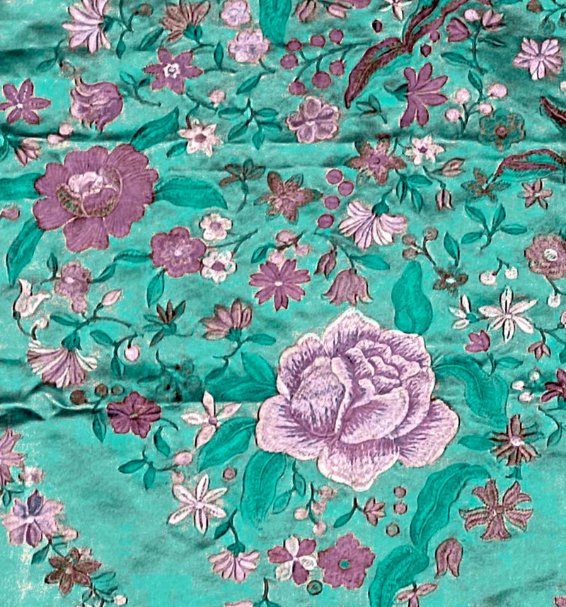 Printed Linen - Floral - Pink/Blue · King Textiles