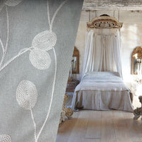 NEW! Miss Mandy Crewel Floral Embroidery Linen Inspired Fabric- Stone - Fancy Styles Fabric Pierre Frey Lee Jofa Brunschwig & Fils