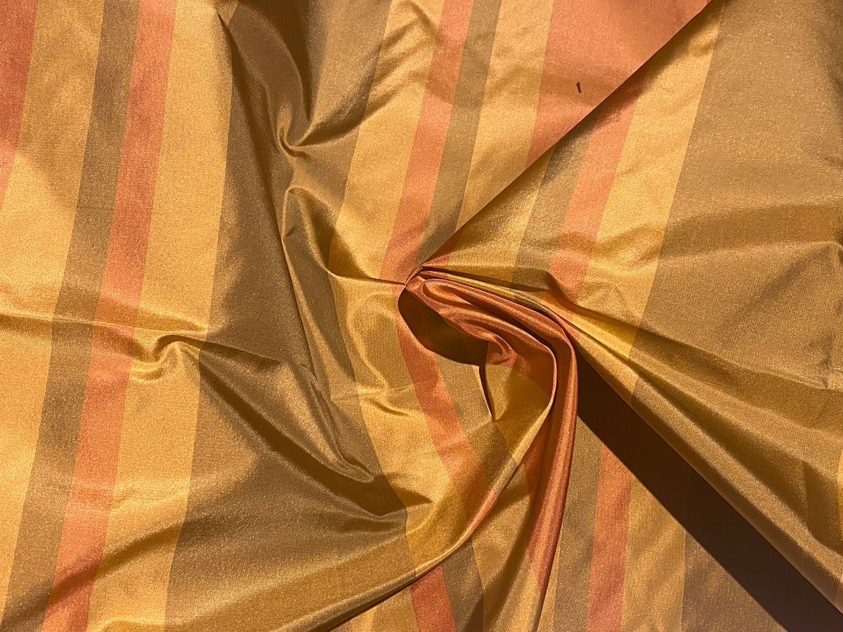 NEW Lady Gratis 100% Silk Taffeta Fabric Gold and Pink Stripes SB_1_29 - Fancy Styles Fabric Pierre Frey Lee Jofa Brunschwig & Fils