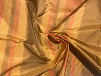 NEW Lady Gratis 100% Silk Taffeta Fabric Gold and Pink Stripes SB_1_29 - Fancy Styles Fabric Pierre Frey Lee Jofa Brunschwig & Fils