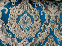 NEW Queen Marianna Novelty Ritz Neoclassical Brocade Satin Fabric - Teal Blue - Fancy Styles Fabric Pierre Frey Lee Jofa Brunschwig & Fils