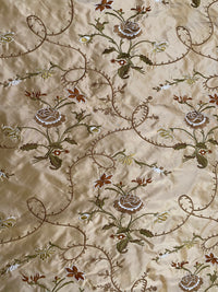 NEW! Queen Dragonia Novelty 100% Silk Dupioni Embroidered Floral Fabric - Gold - Fancy Styles Fabric Pierre Frey Lee Jofa Brunschwig & Fils