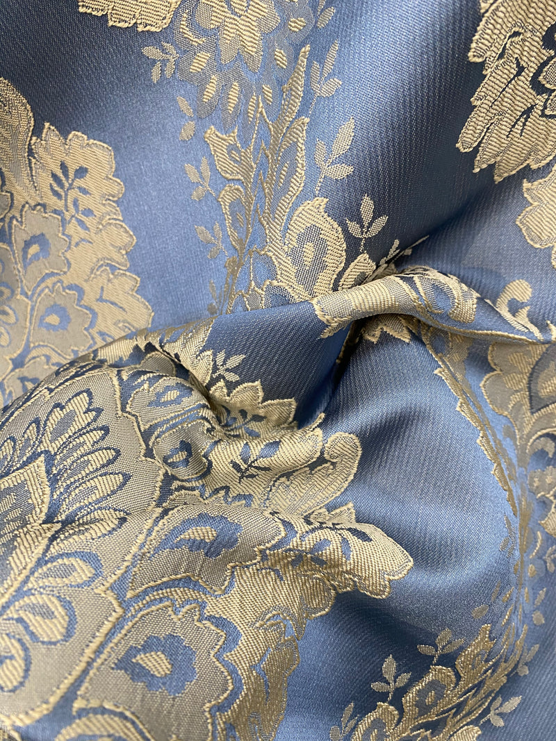 NEW! Prince Prescott Satin Burnout Medallion Drapery Upholstery Fabric - Sky Blue