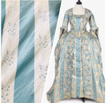 NEW! 100% Silk Taffeta Drapery Fabric Floral Embroidery - Costume- Blue White Stripe - Fancy Styles Fabric Pierre Frey Lee Jofa Brunschwig & Fils