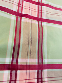 NEW! Duchess Darby 100% Silk Taffeta Plaid Tartan Ribbon Fabric Burgundy, Pink and Green - Fancy Styles Fabric Pierre Frey Lee Jofa Brunschwig & Fils