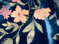 NEW! Miss Melanie Designer Rayon Burnout Velvet Floral Fabric - Dark Peacock Blue - Fancy Styles Fabric Pierre Frey Lee Jofa Brunschwig & Fils
