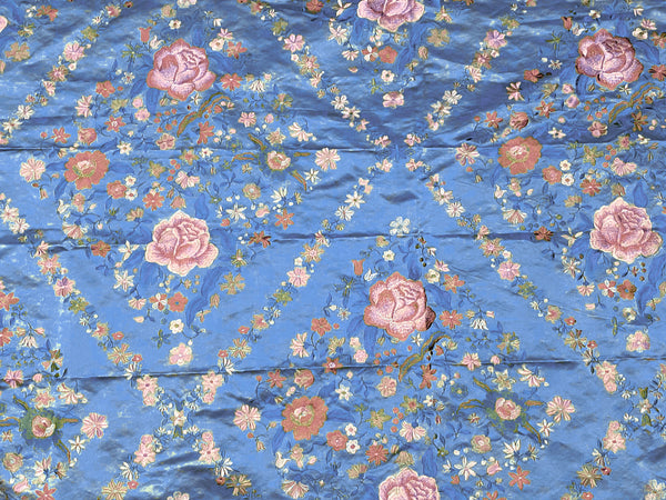 NEW! Custom-Order King Louis XIV Novelty 100% Silk Jacquard Embroidered Floral Upholstery Fabric - Cornflower Blue - Fancy Styles Fabric Pierre Frey Lee Jofa Brunschwig & Fils