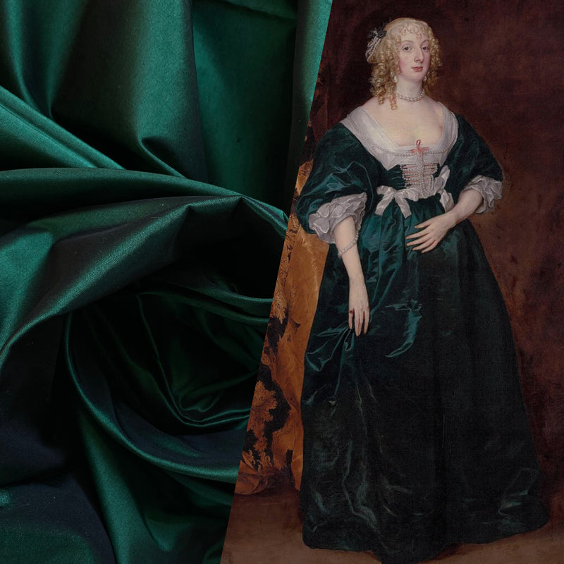 NEW Lady Lisa Designer 100% Silk Taffeta Solid Shot Green with Black Iridescence